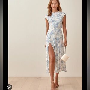 Reformation Blue and White Floral Midi Dress